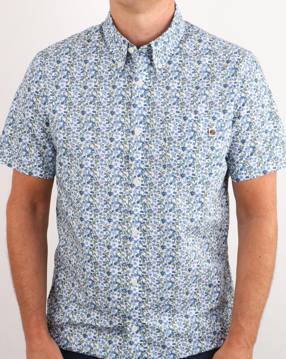Pretty Green Ava Print Shirt Blue