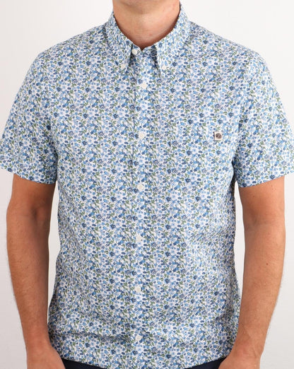 Pretty Green Ava Print Shirt Blue
