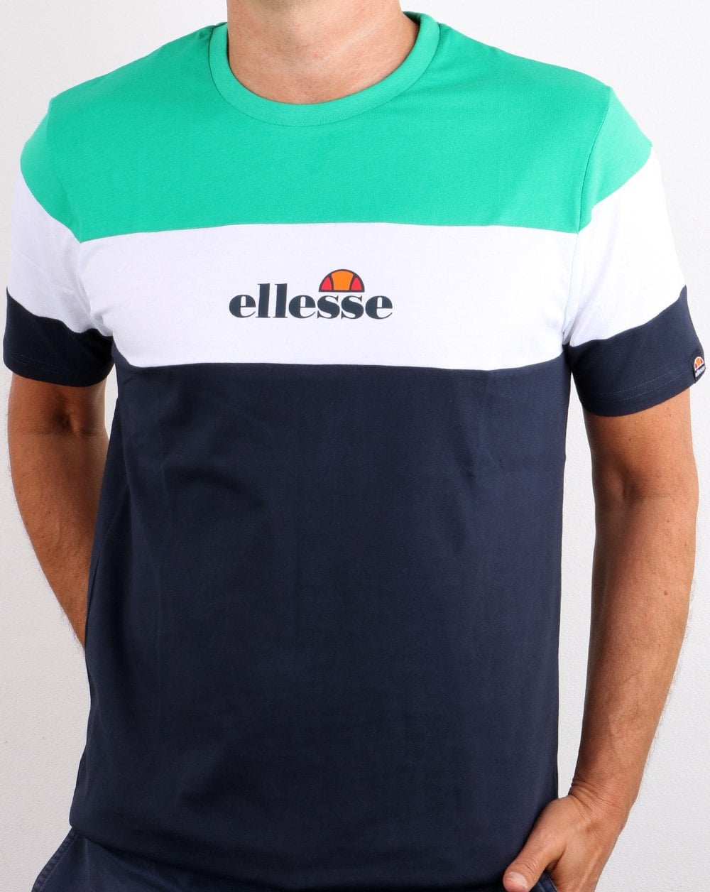 Ellesse Block T Shirt Green/White/Navy