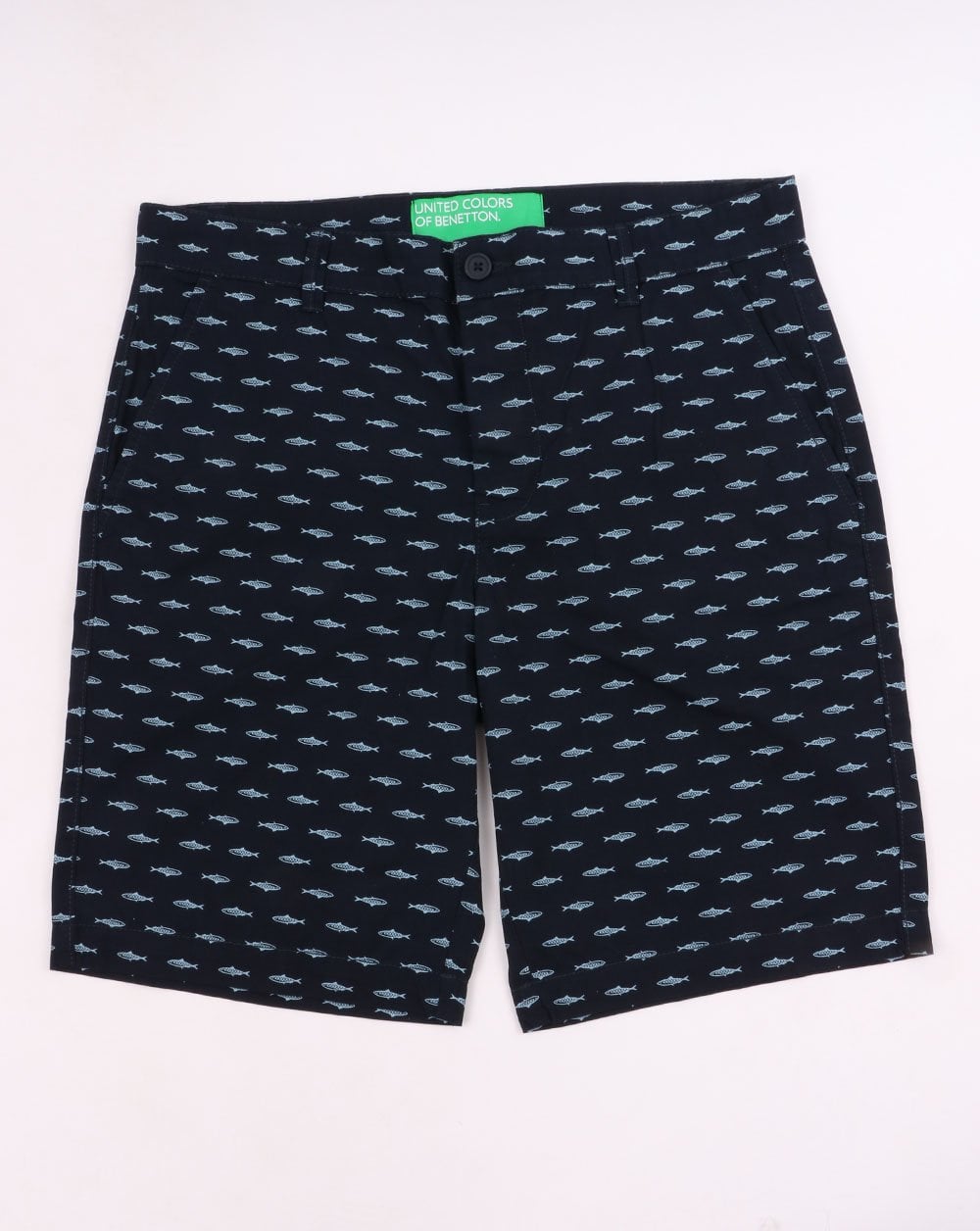 Benetton Pattern Chino Shorts Navy