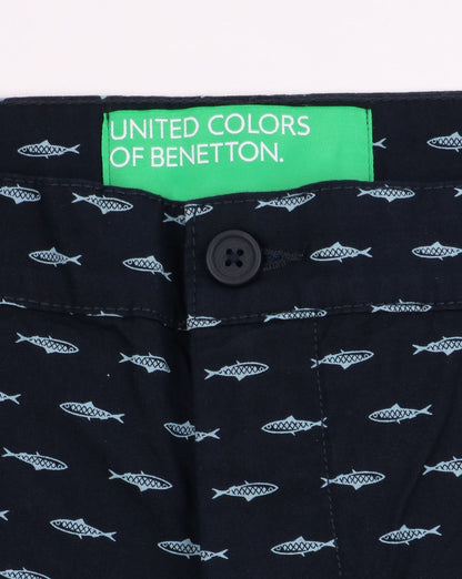 Benetton Pattern Chino Shorts Navy
