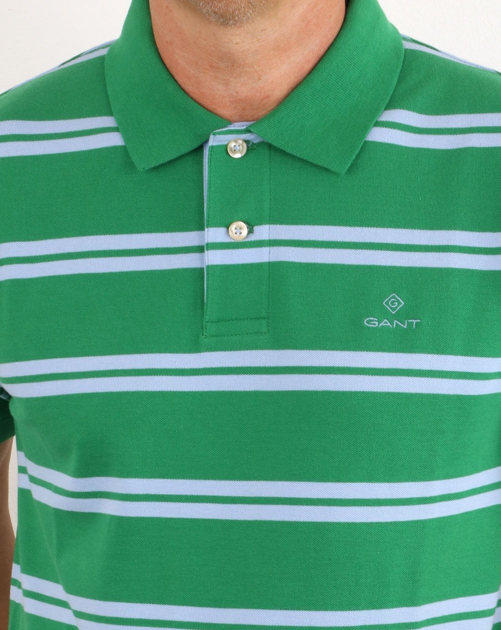 Gant Contrast Stripe Polo Shirt Green