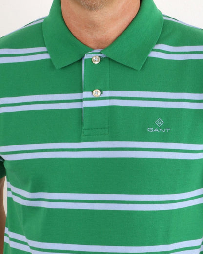 Gant Contrast Stripe Polo Shirt Green