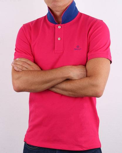 Gant Contrast Collar Polo Shirt Pink/Blue