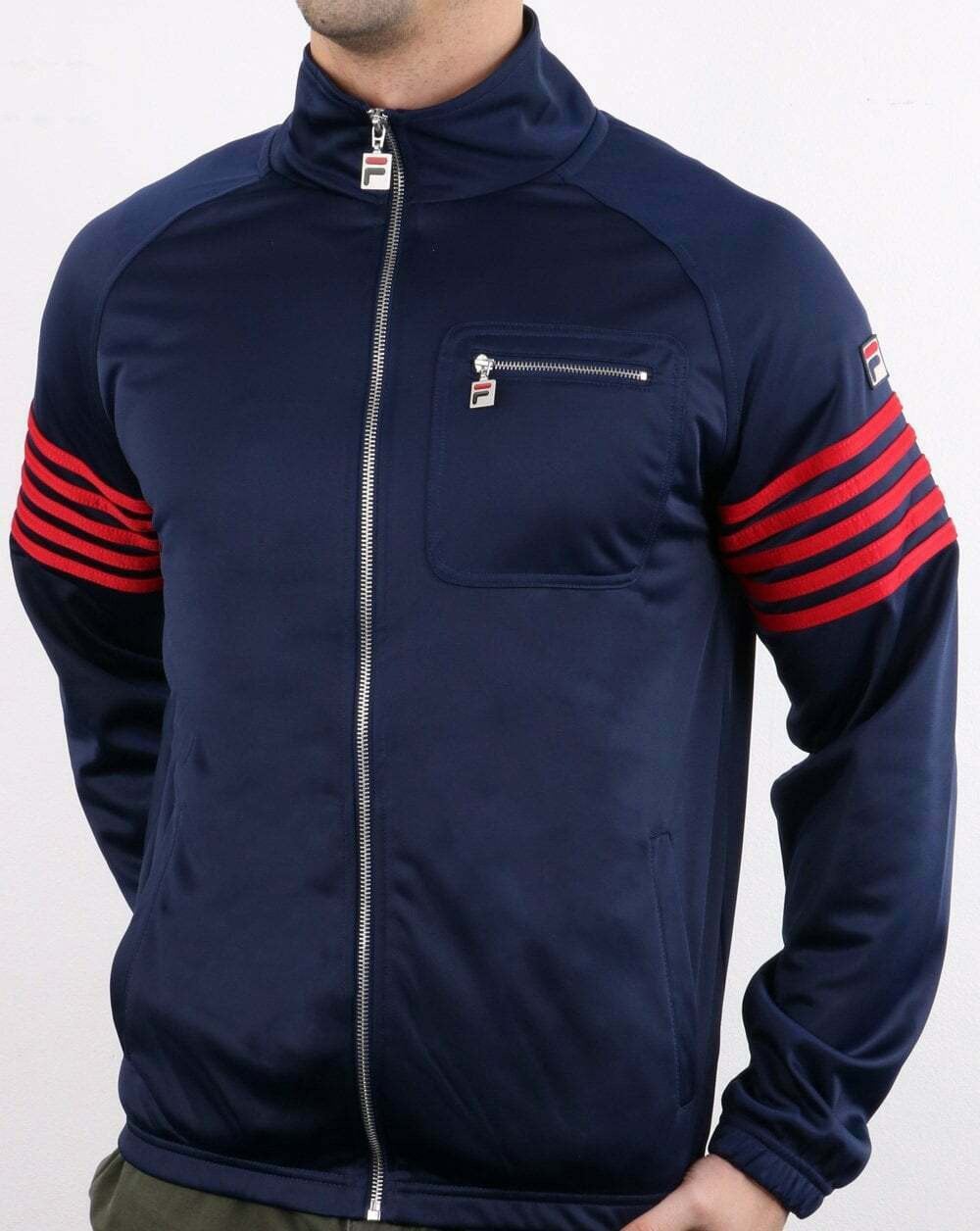 Fila Vintage 5 Stripe Track Top Navy/red