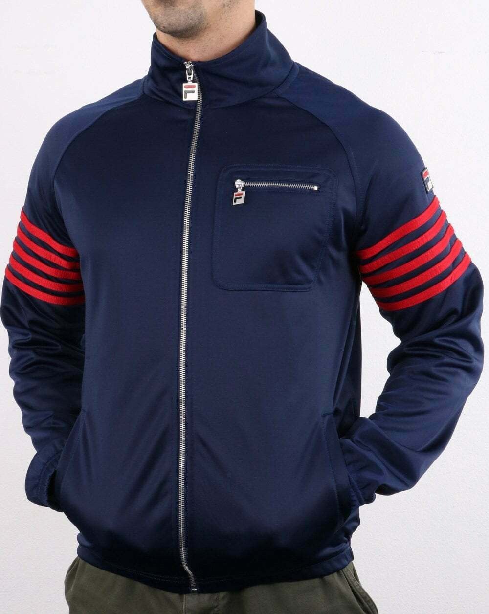 Fila Vintage 5 Stripe Track Top Navy/red