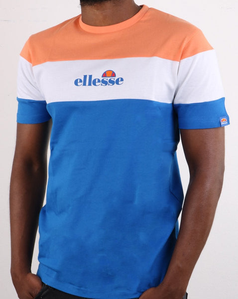 Ellesse Block T-Shirt Coral, White, Blue
