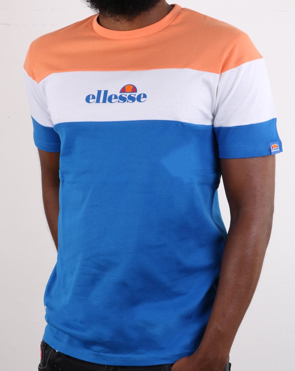 Ellesse Block T-Shirt Coral, White, Blue