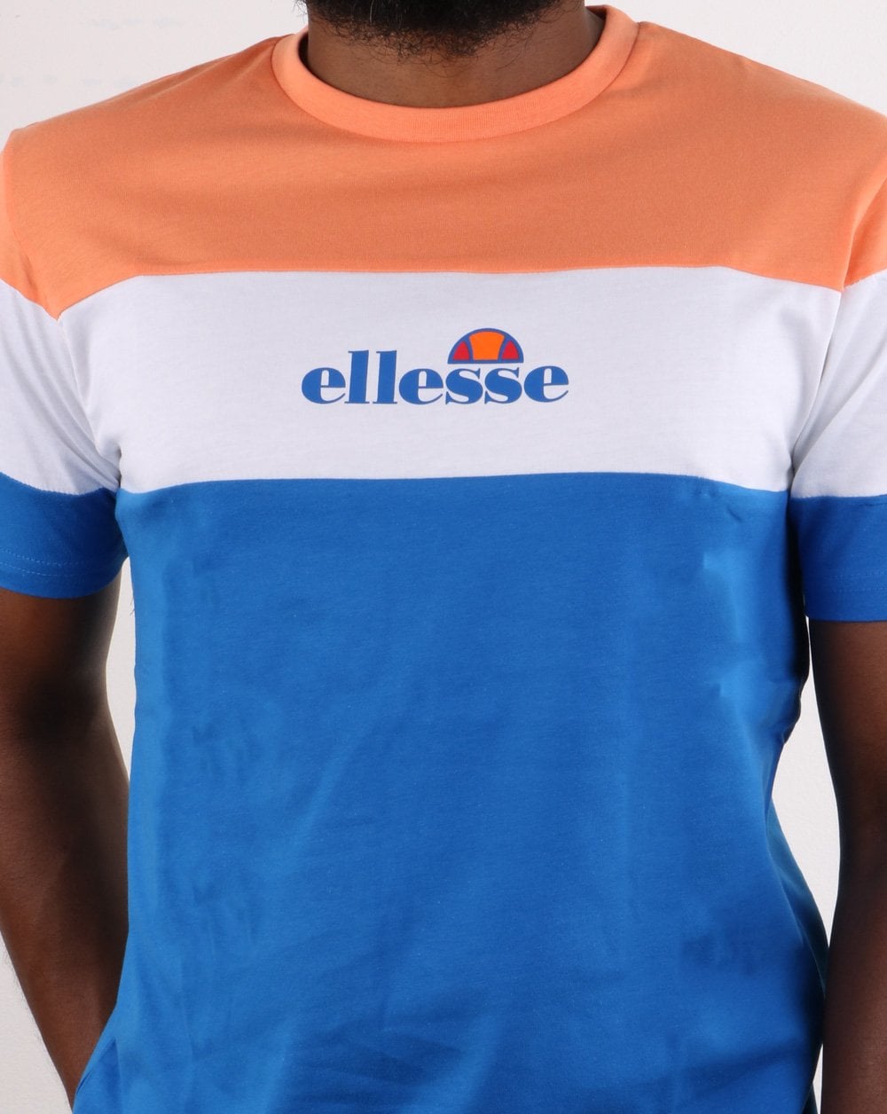 Ellesse Block T-Shirt Coral, White, Blue