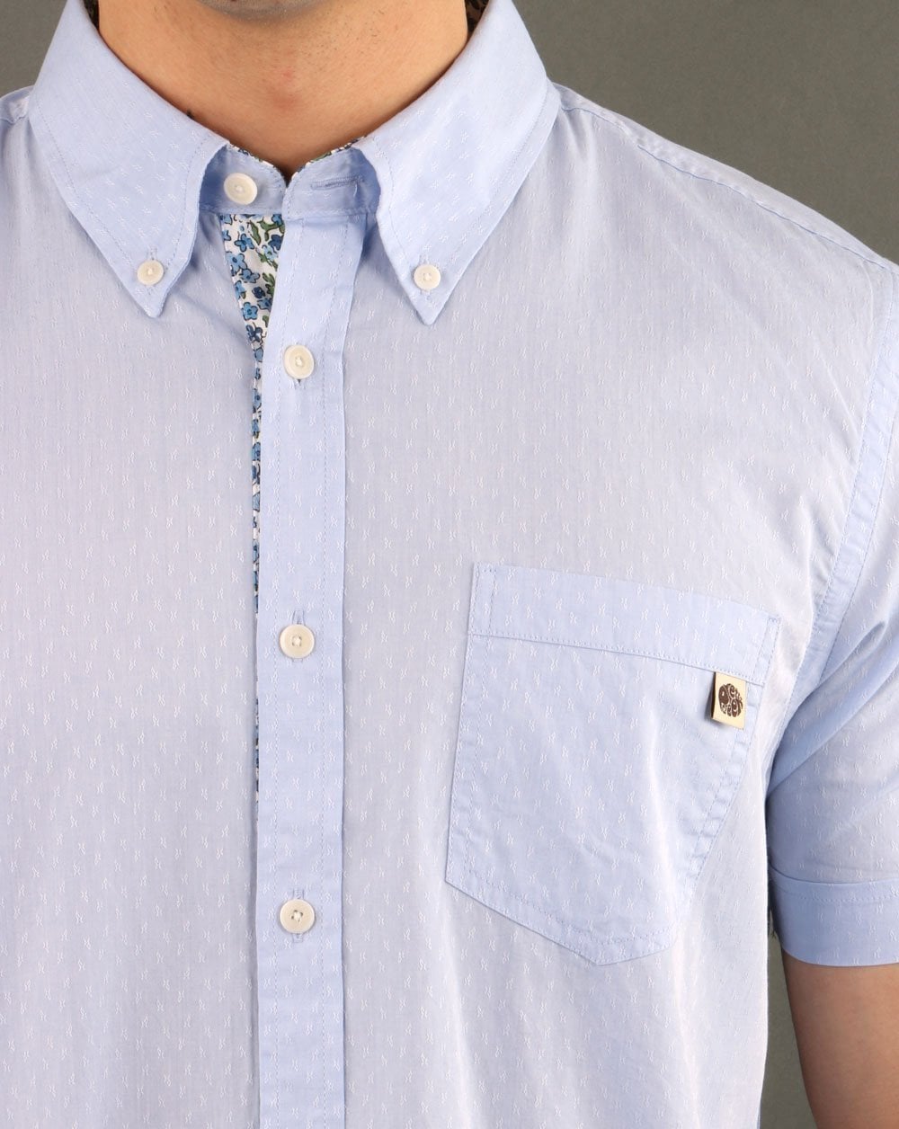 Pretty Green Alba Short Sleeve Shirt Blue