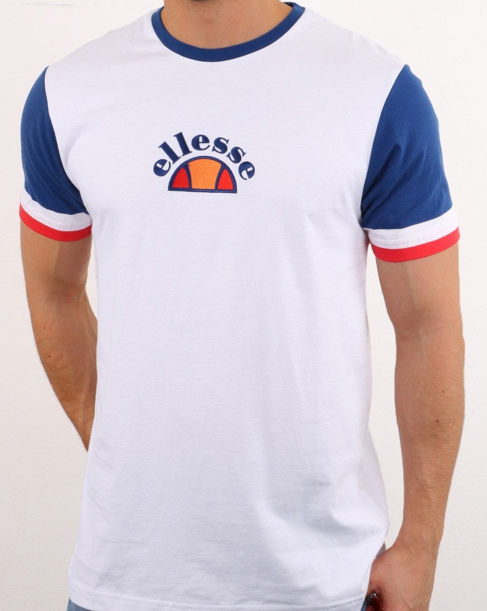 Ellesse Contrast Sleeve T Shirt White