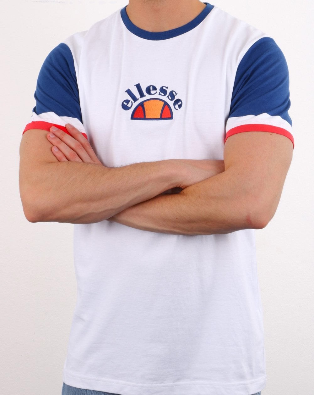 Ellesse Contrast Sleeve T Shirt White