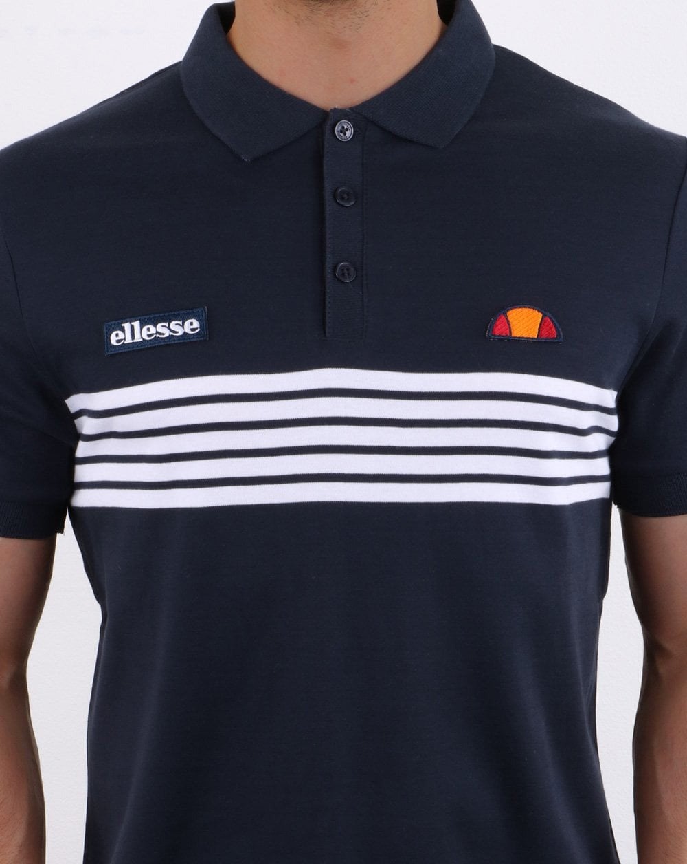 Ellesse Vilas Stripe Polo Shirt Navy