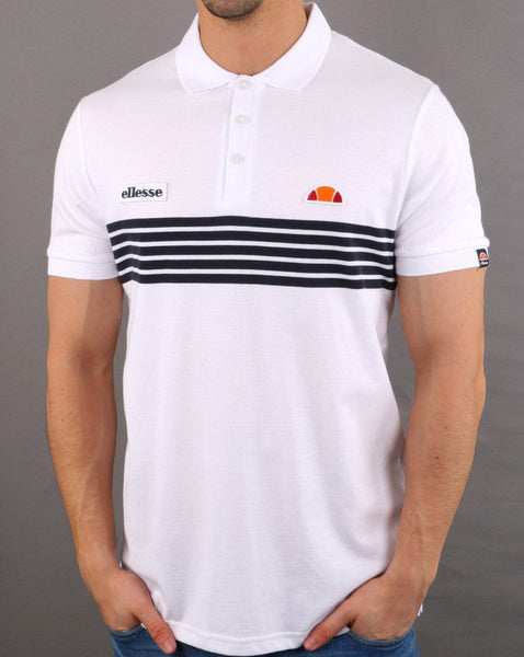 Ellesse Vilas Stripe Polo Shirt White