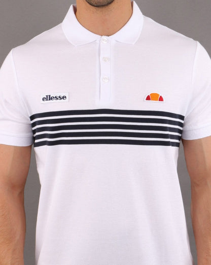 Ellesse Vilas Stripe Polo Shirt White