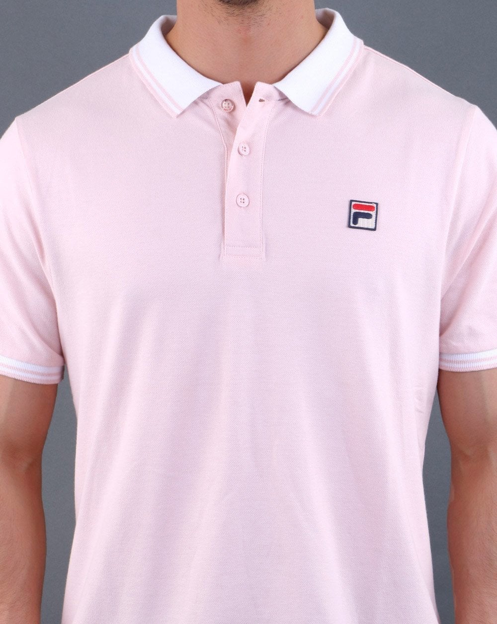 Fila Vintage Contrast Polo Shirt Pink