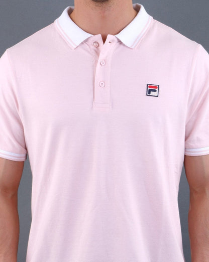Fila Vintage Contrast Polo Shirt Pink