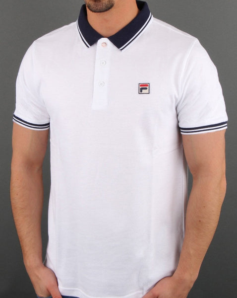 Fila Vintage Contrast Polo Shirt White/Navy