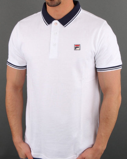 Fila Vintage Contrast Polo Shirt White/Navy