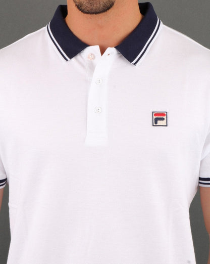 Fila Vintage Contrast Polo Shirt White/Navy