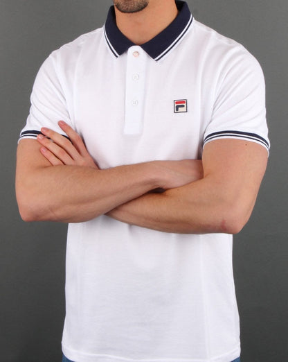 Fila Vintage Contrast Polo Shirt White/Navy