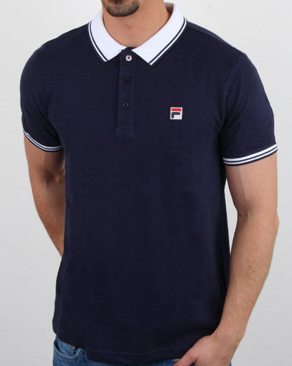 Fila Vintage Contrast Polo Shirt Navy/White