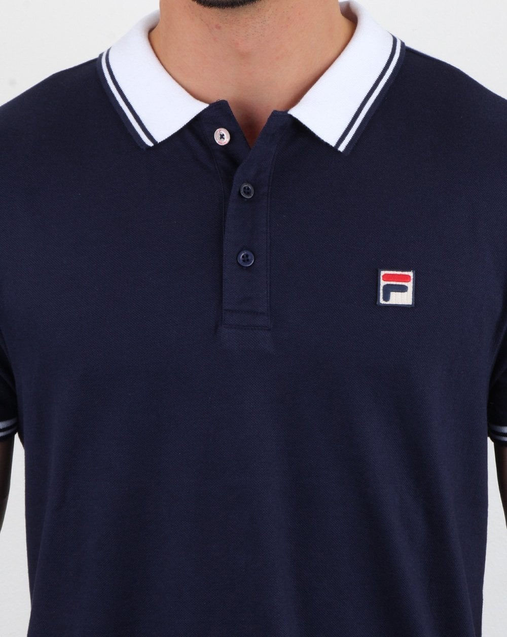 Fila Vintage Contrast Polo Shirt Navy/White