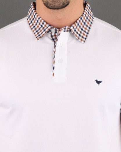 Weekend Offender Check Collared Polo Shirt White