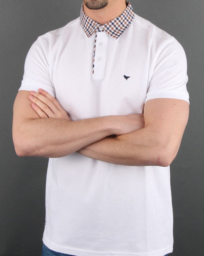 Weekend Offender Check Collared Polo Shirt White