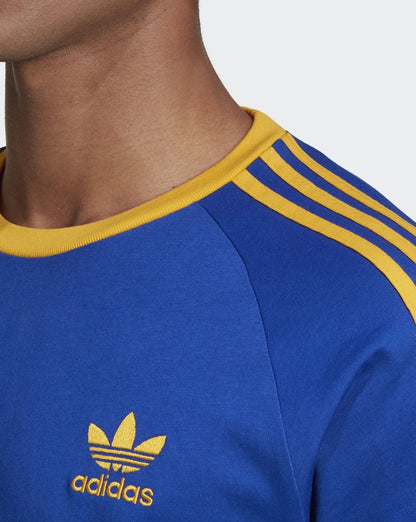 Adidas Originals 3 Stripes T Shirt Royal Blue/Golden Yellow