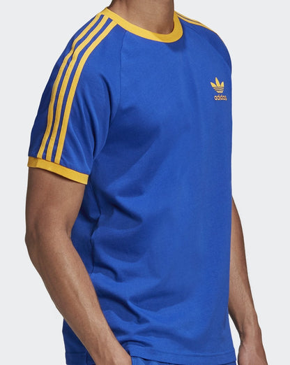 Adidas Originals 3 Stripes T Shirt Royal Blue/Golden Yellow
