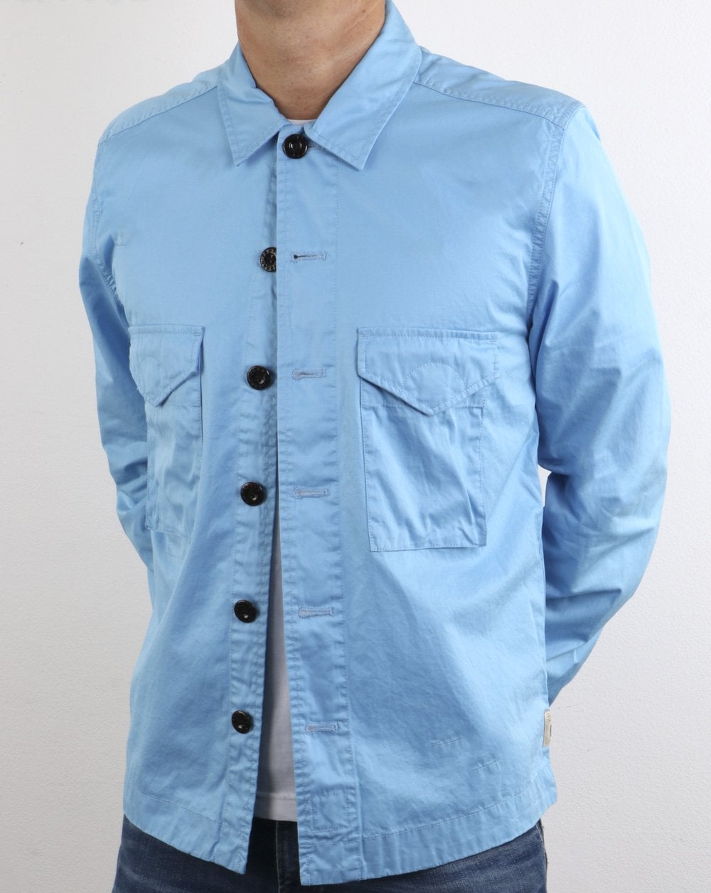 Pretty Green Connor Overshirt Light Blue