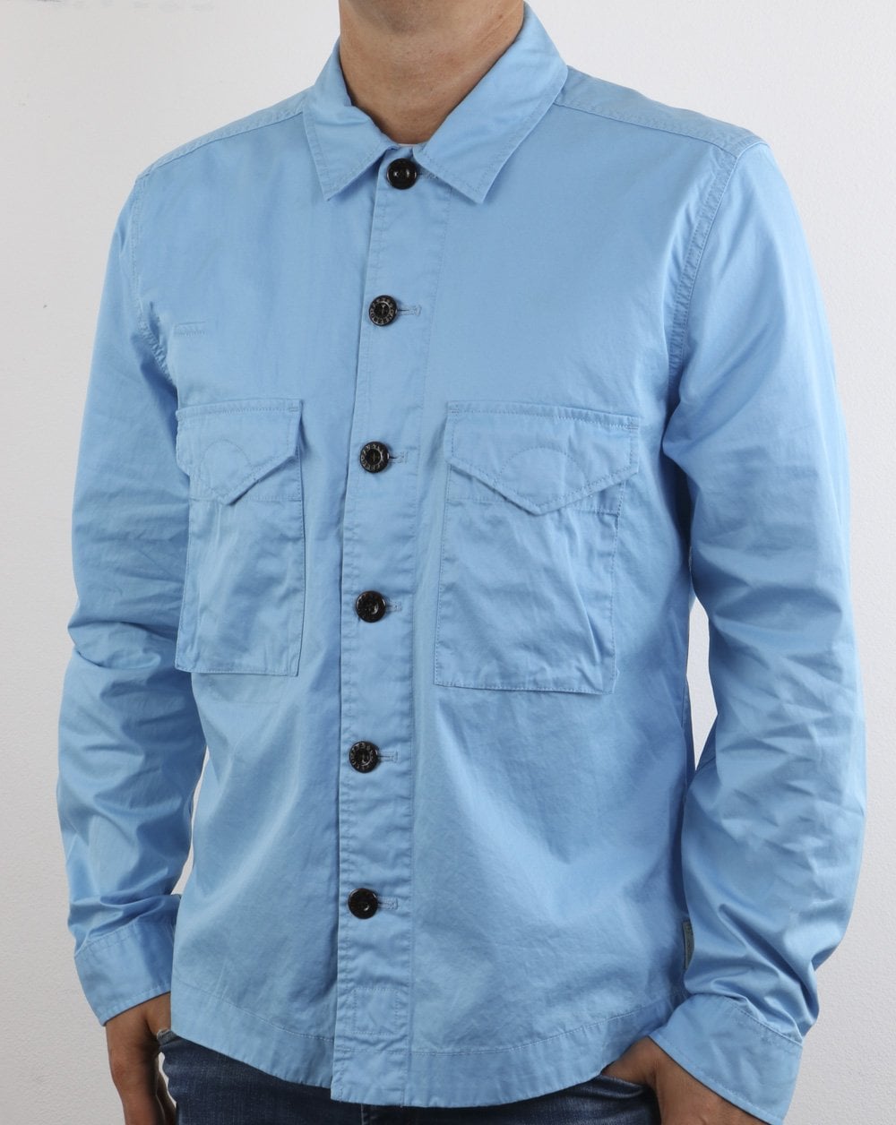 Pretty Green Connor Overshirt Light Blue