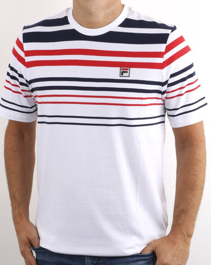 Fila Vintage Business T Shirt White/Navy/Red