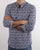 Benetton Grandad Collar Floral Shirt Navy