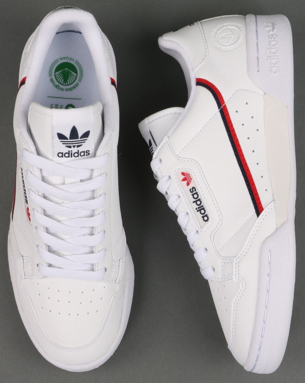 Adidas Continental 80 Vegan Trainers White/Navy/Red