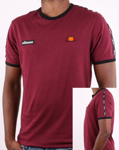 Ellesse Taping T Shirt Burgundy
