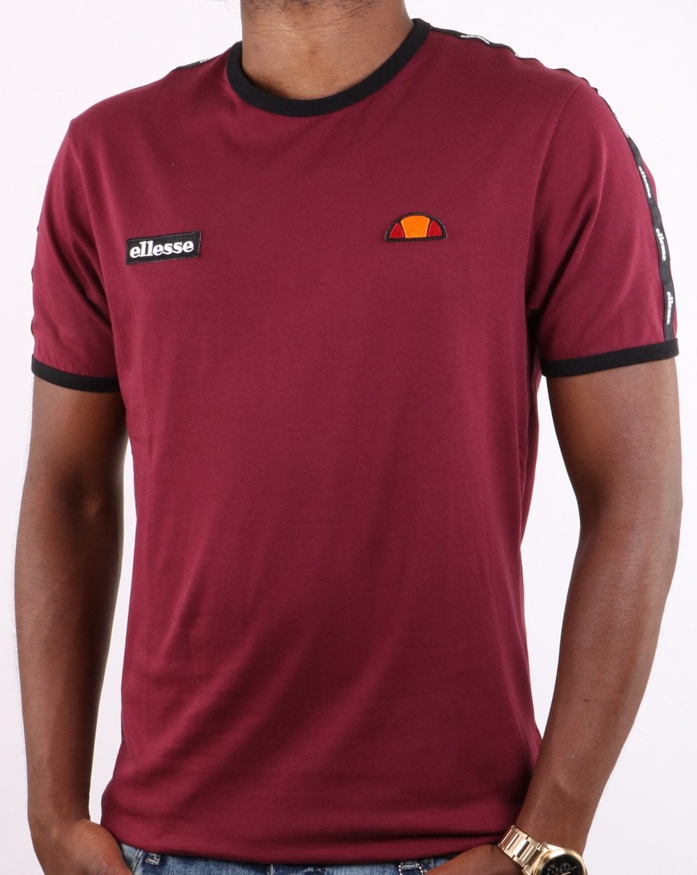 Ellesse Taping T Shirt Burgundy