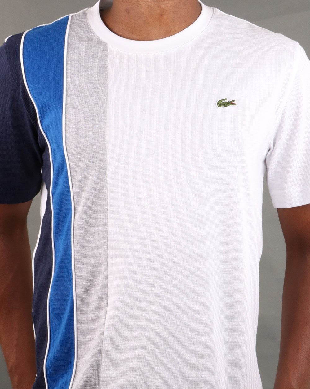 Lacoste Stripe T-shirt White/Navy/Blue
