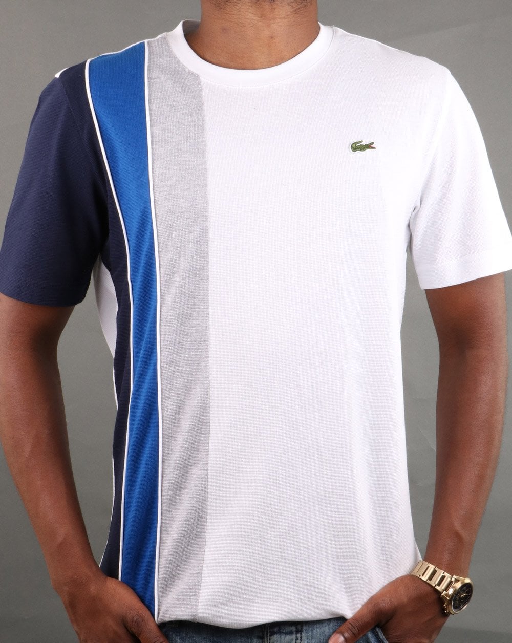 Lacoste Stripe T-shirt White/Navy/Blue