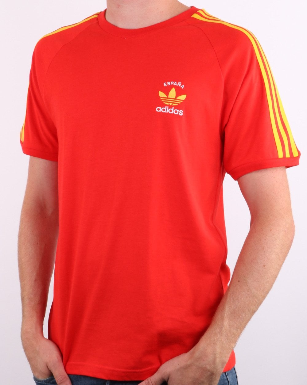 Adidas Originals 3 Stripes Espana T Shirt Red/Yellow