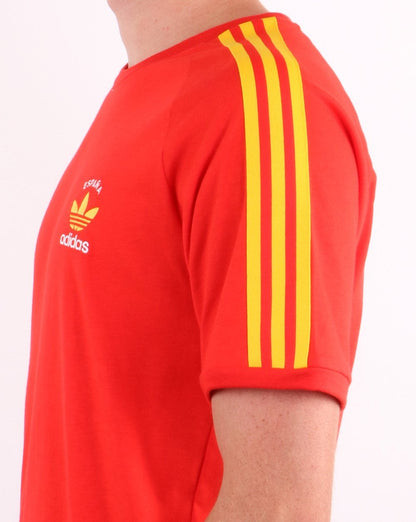Adidas Originals 3 Stripes Espana T Shirt Red/Yellow