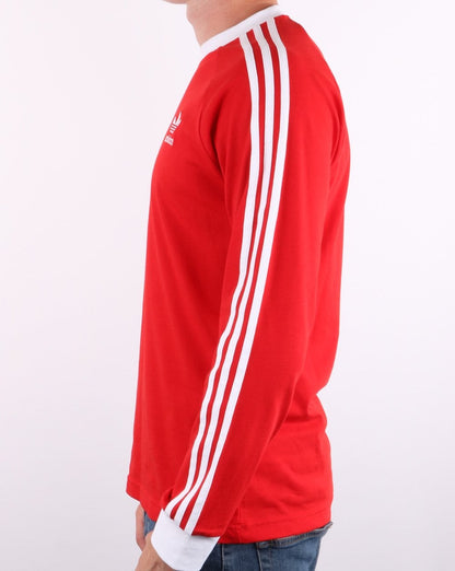 Adidas Originals 3 Stripes Long Sleeve Tee Scarlet Red