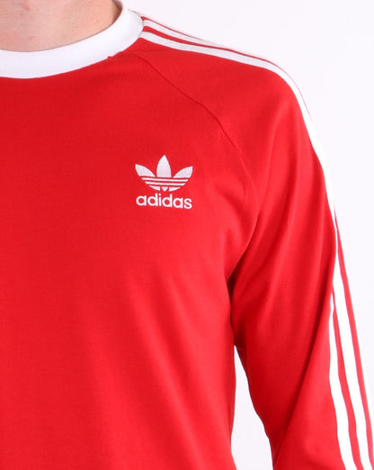 Adidas Originals 3 Stripes Long Sleeve Tee Scarlet Red