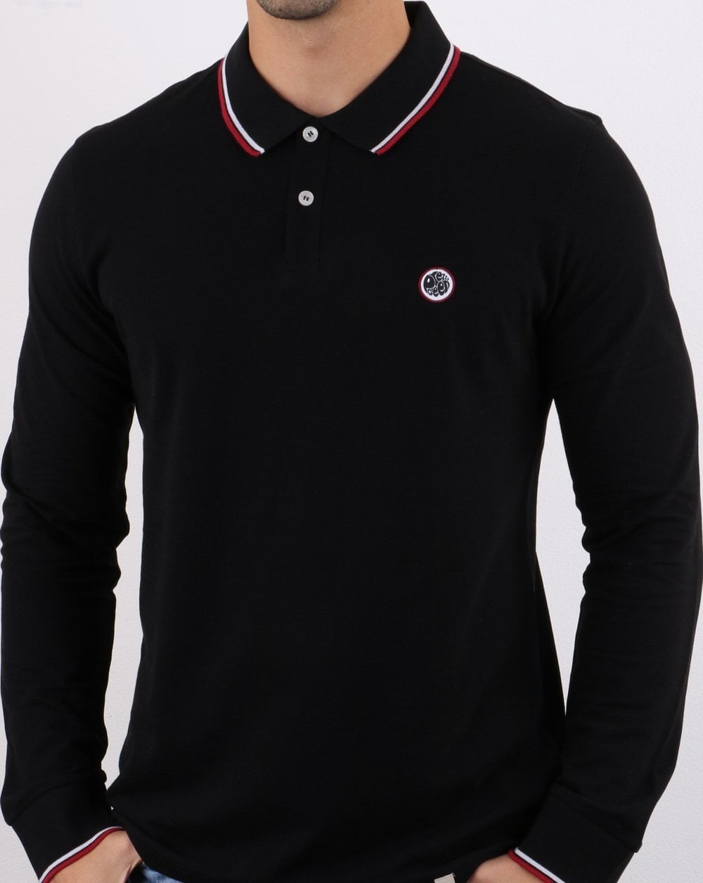 Pretty Green Barton Long Sleeve Polo Black