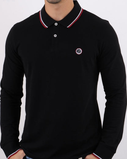 Pretty Green Barton Long Sleeve Polo Black