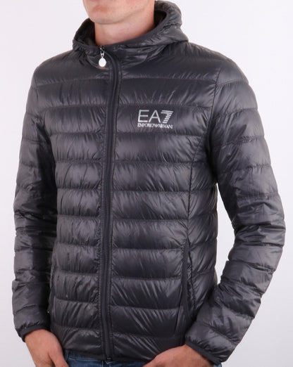 Emporio Armani EA7 Core Logo Down Hooded Jacket Anthracite