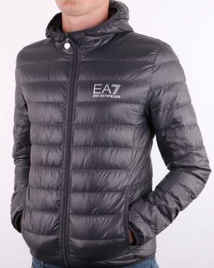 Emporio Armani EA7 Core Logo Down Hooded Jacket Anthracite