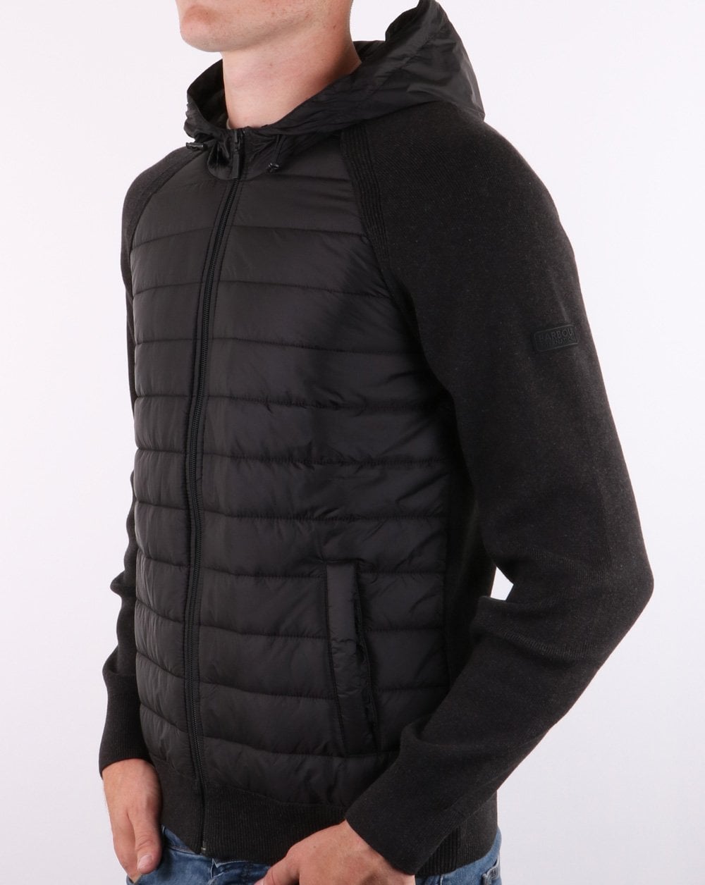 Barbour International Albie Baffle Hoodie Black Marl