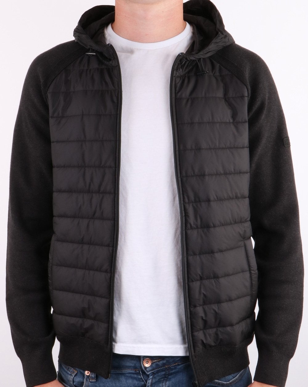 Barbour International Albie Baffle Hoodie Black Marl